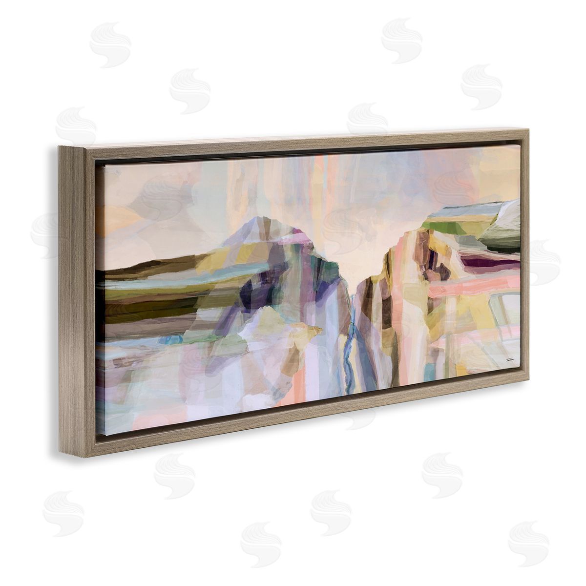 Michael Tienhaara Hilltop Abstraction Pastel Peaks Brown Floating Frame Canvas Wall Art Print