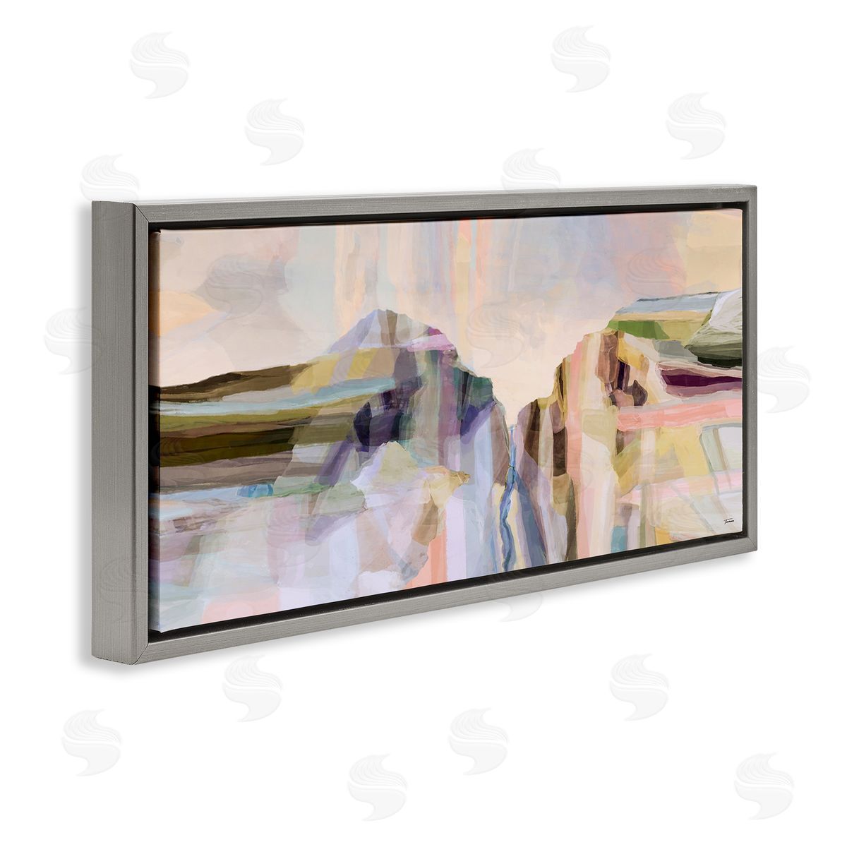 Michael Tienhaara Hilltop Abstraction Pastel Peaks Gray Floating Frame Canvas Wall Art Print