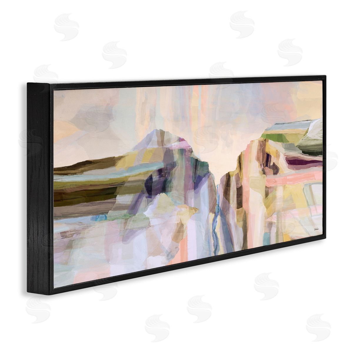 Michael Tienhaara Hilltop Abstraction Pastel Peaks Black Framed Glicee Wall Art Print