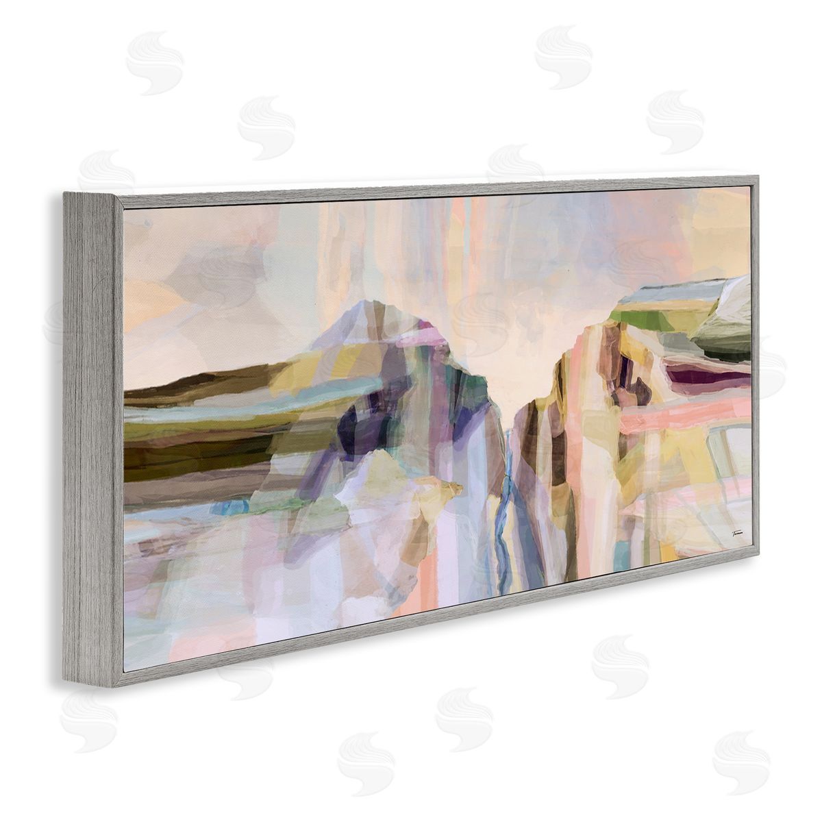 Michael Tienhaara Hilltop Abstraction Pastel Peaks Gray Framed Glicee Wall Art Print