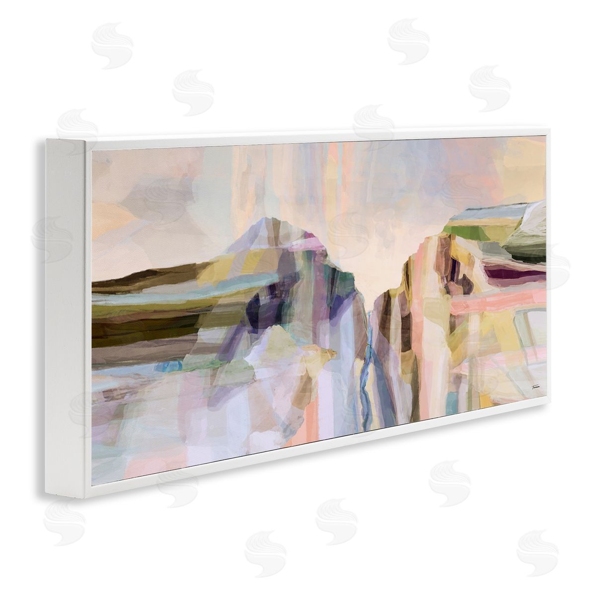 Michael Tienhaara Hilltop Abstraction Pastel Peaks White Framed Glicee Wall Art Print