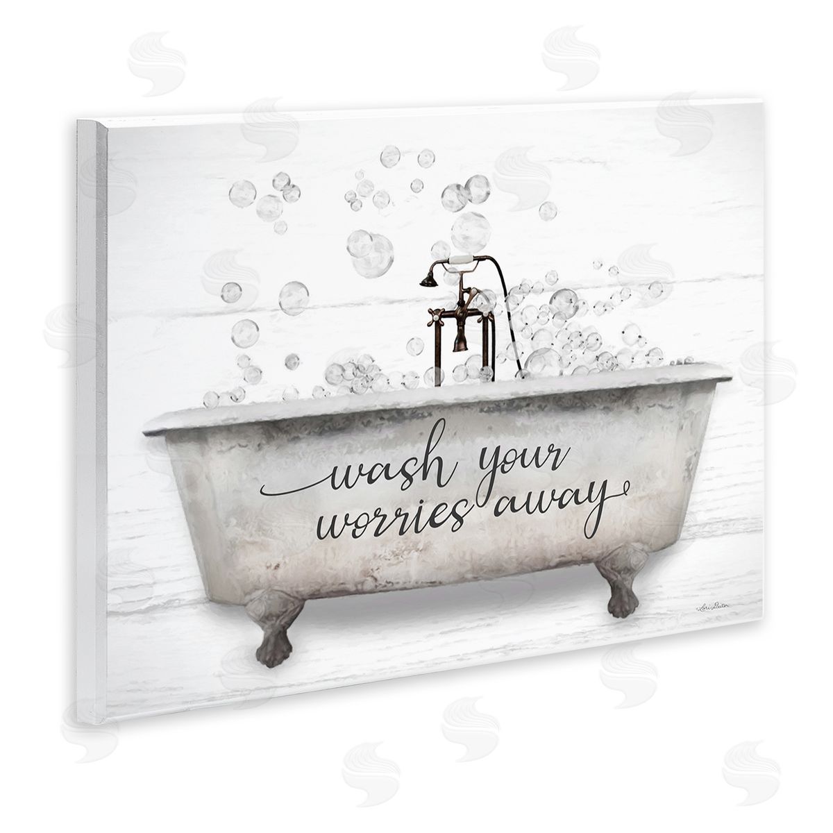 Wash Worries Away Tub Bubbles Wood Plaque Wall Art, Home Decor by Lori Deiter