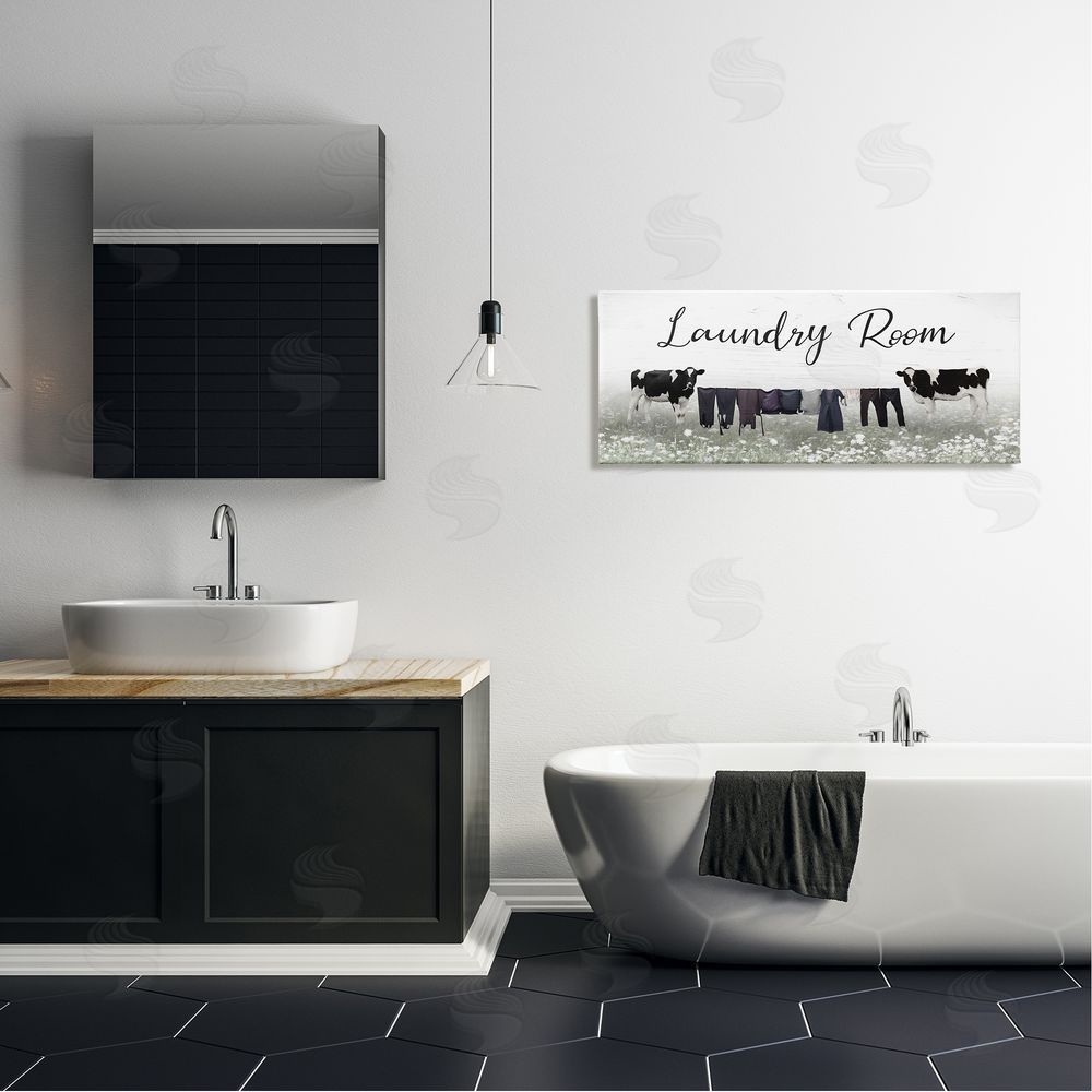 Lori Deiter Laundry Room Clothes Drying Cows Canvas Wall Art in Room
