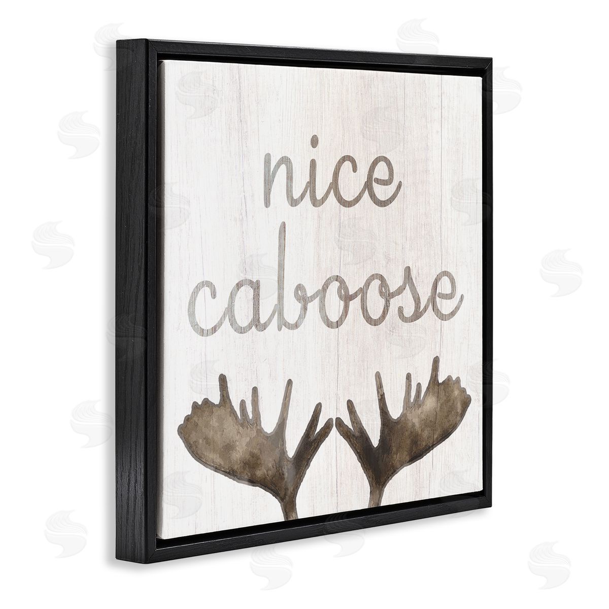 Nice Caboose Bathroom Moose Antlers Black Floating Frame Canvas Wall Art, Home Decor by Stupell Studio