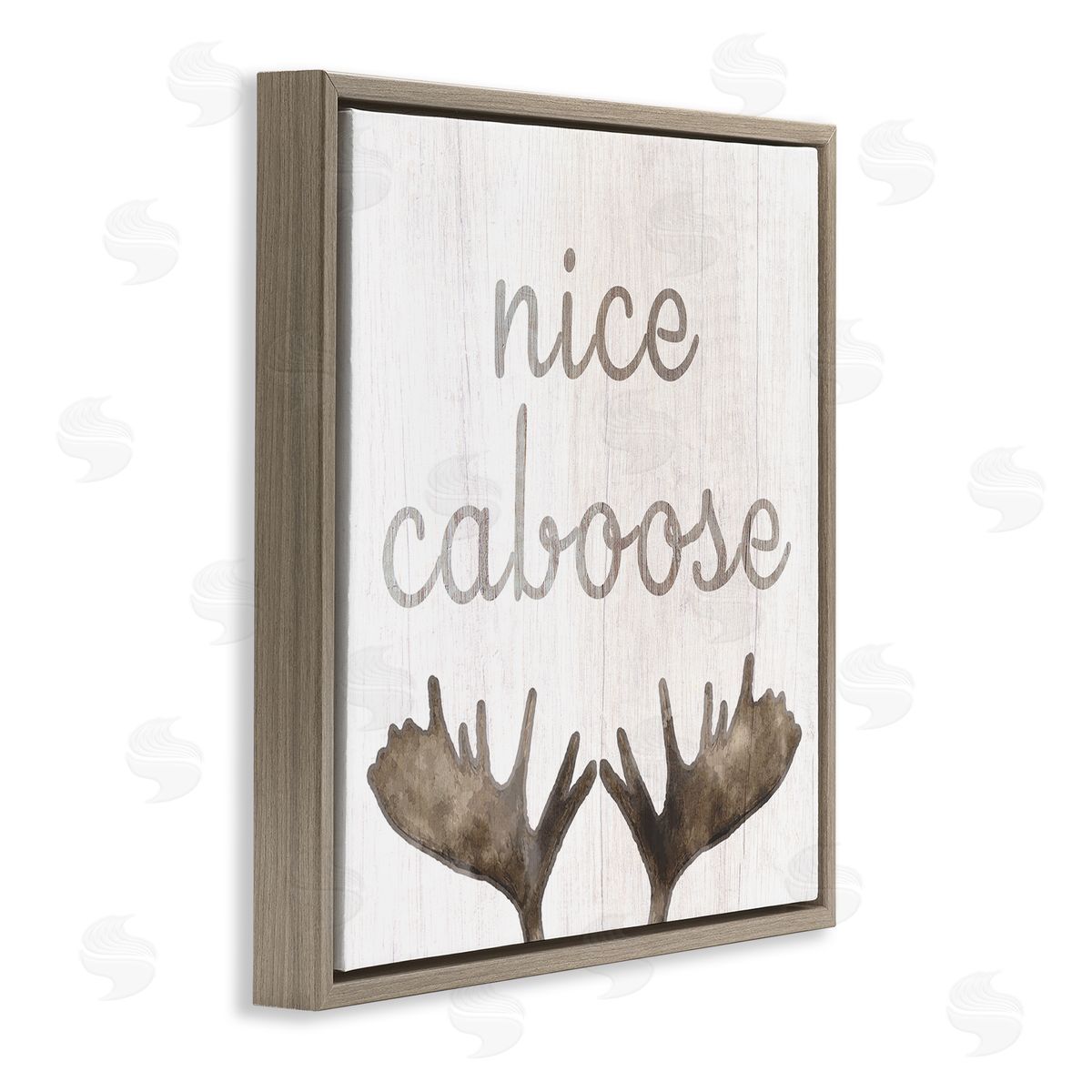 Nice Caboose Bathroom Moose Antlers Brown Floating Frame Canvas Wall Art, Home Decor by Stupell Studio