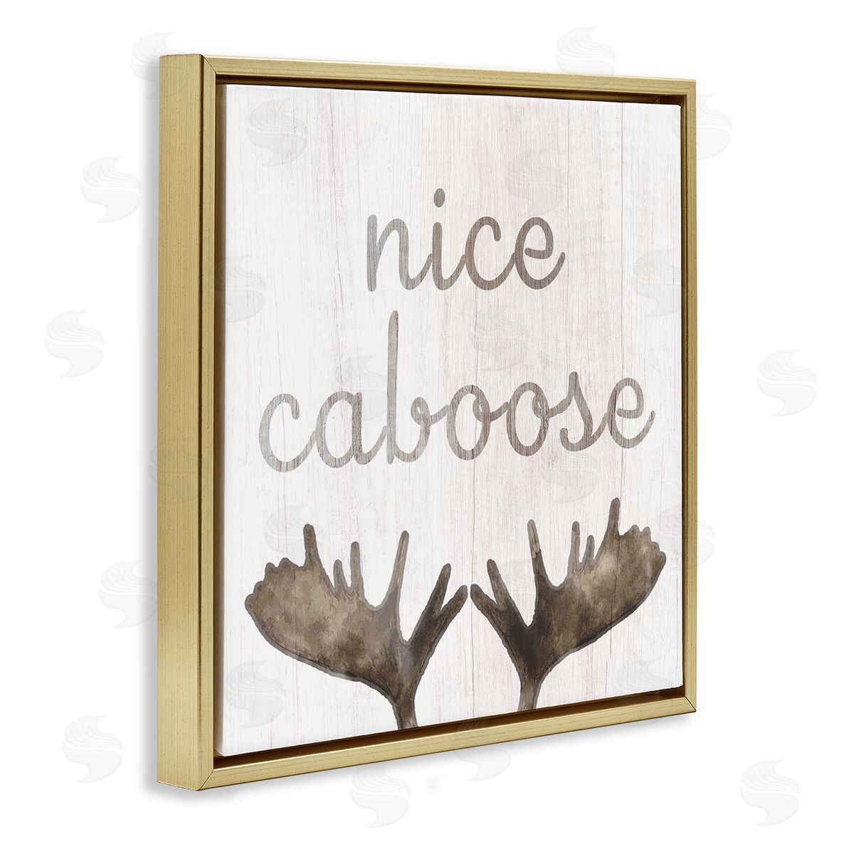Nice Caboose Bathroom Moose Antlers Gold Floating Frame Canvas Wall Art, Home Decor by Stupell Studio