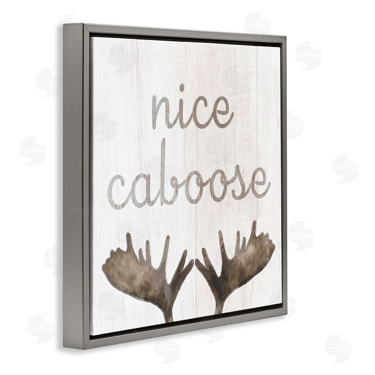 Nice Caboose Bathroom Moose Antlers Grey Floating Frame Canvas Wall Art, Home Decor by Stupell Studio