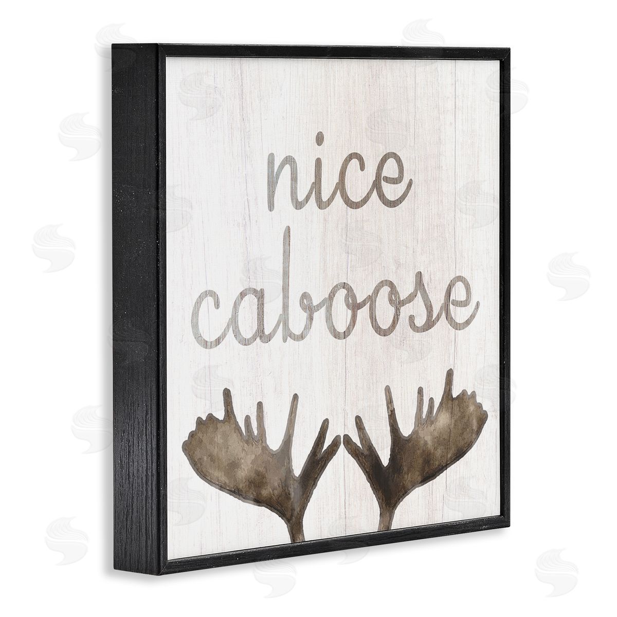 Nice Caboose Bathroom Moose Antlers Black Frame Print Wall Art, Home Decor by Stupell Studio