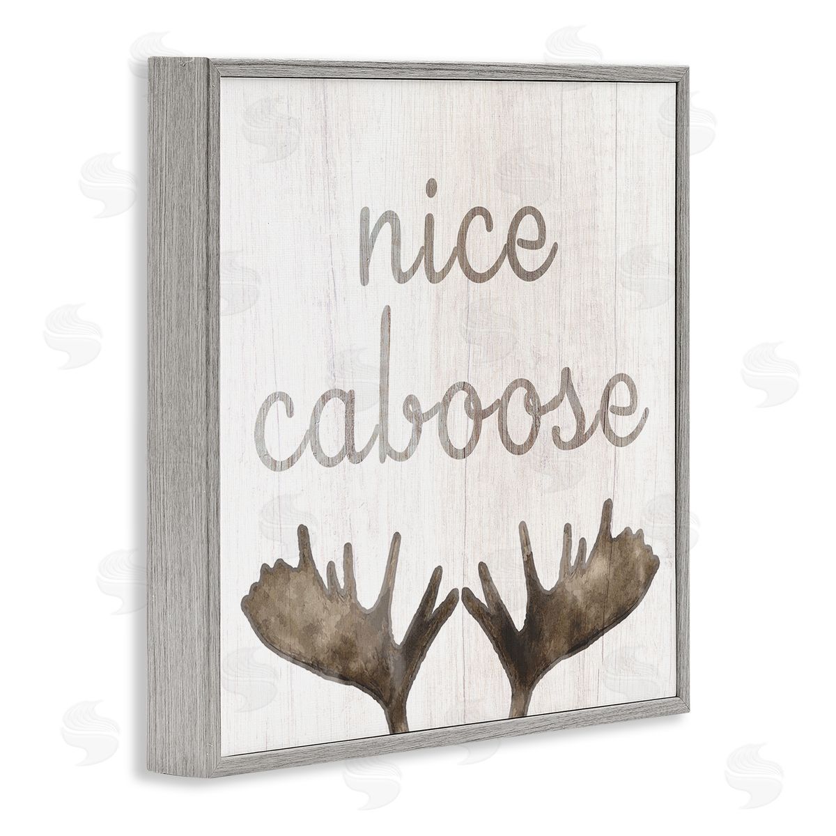 Nice Caboose Bathroom Moose Antlers Grey Frame Print Wall Art, Home Decor by Stupell Studio