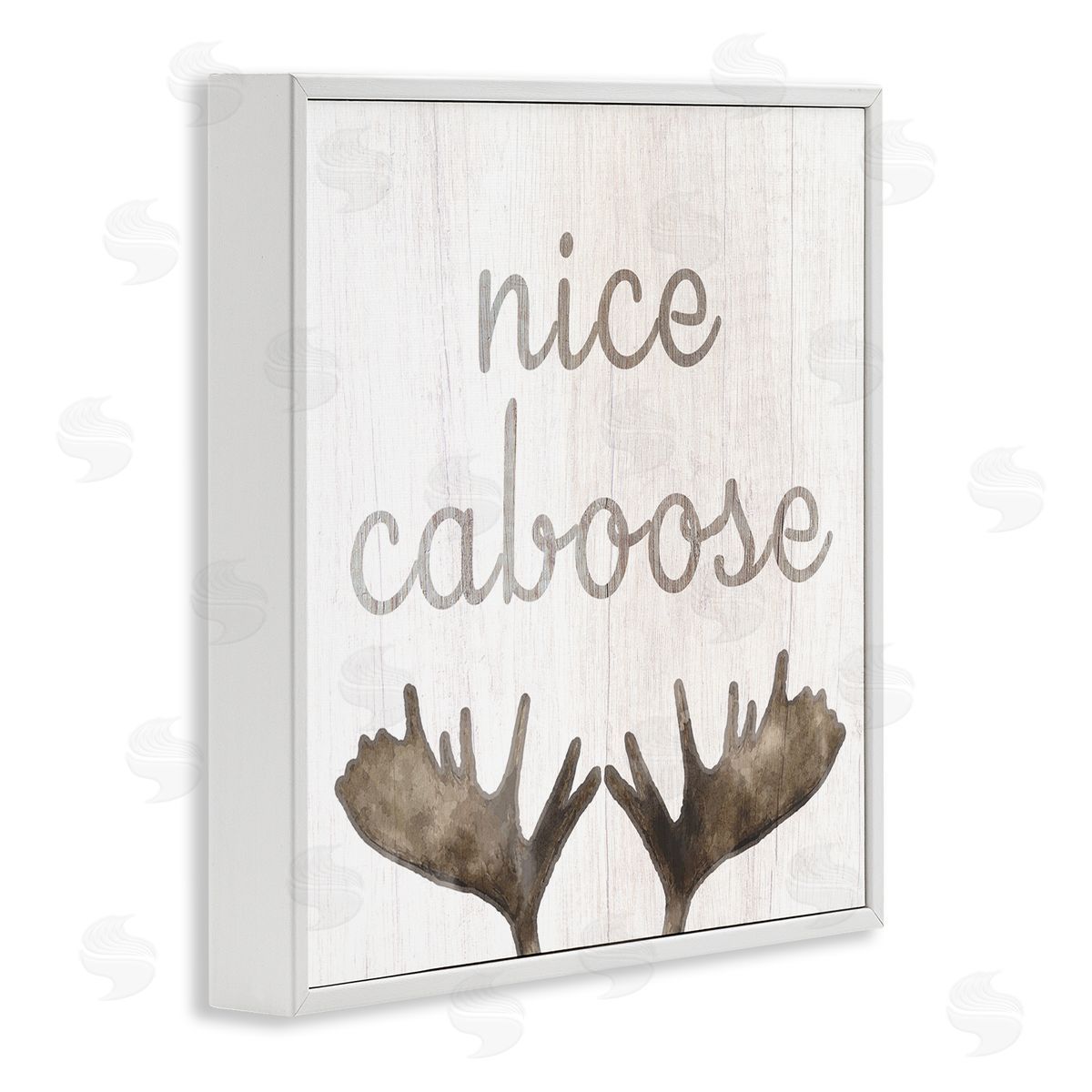 Nice Caboose Bathroom Moose Antlers White Frame Print Wall Art, Home Decor by Stupell Studio