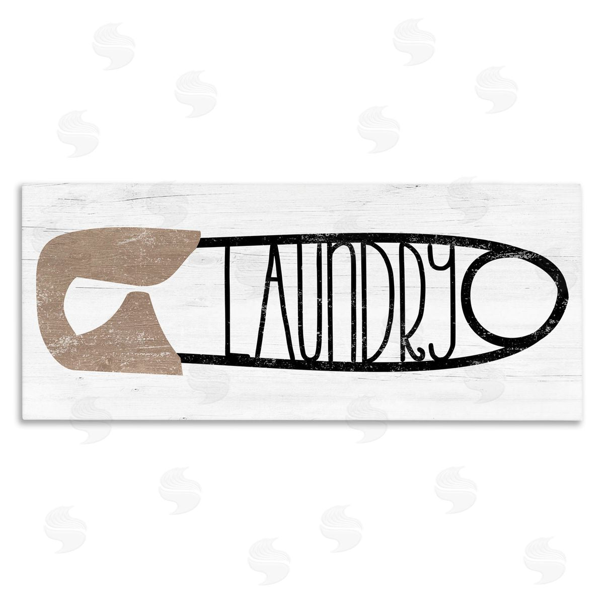 Stupell Studio Rustic Laundry Clothespin Shape Stretched Canvas Wall Art Print
