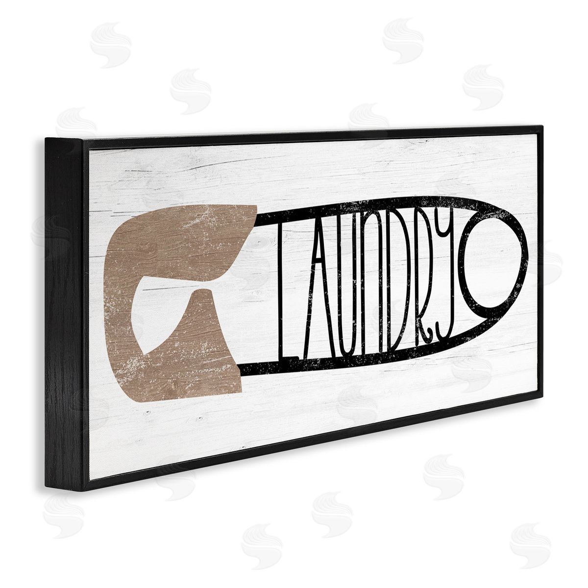 Stupell Studio Rustic Laundry Clothespin Shape Black Framed Glicee Wall Art Print