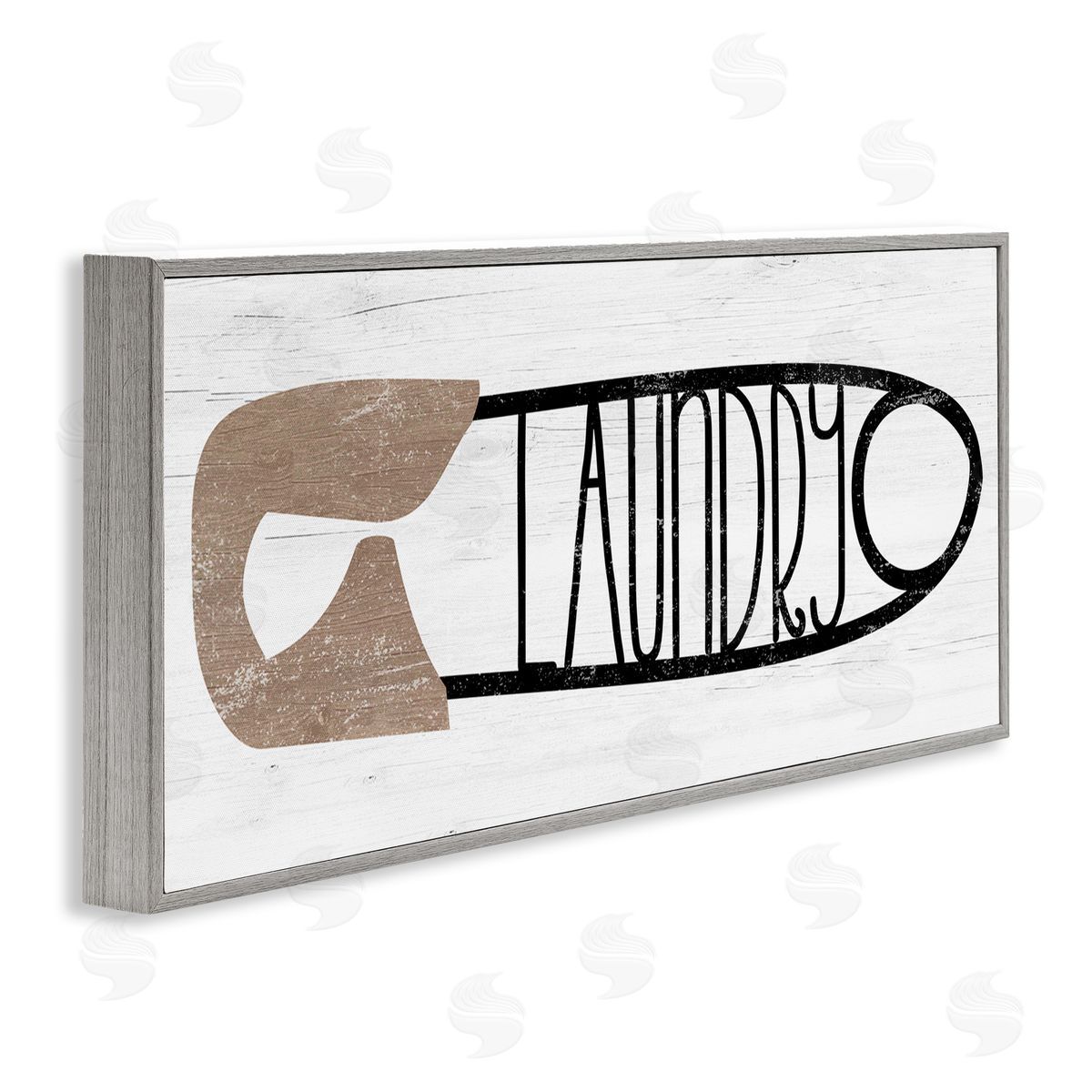 Stupell Studio Rustic Laundry Clothespin Shape Gray Framed Glicee Wall Art Print