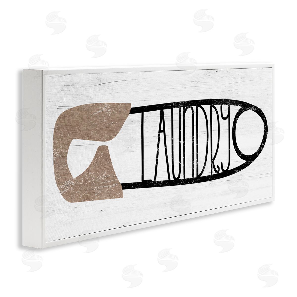 Stupell Studio Rustic Laundry Clothespin Shape White Framed Glicee Wall Art Print