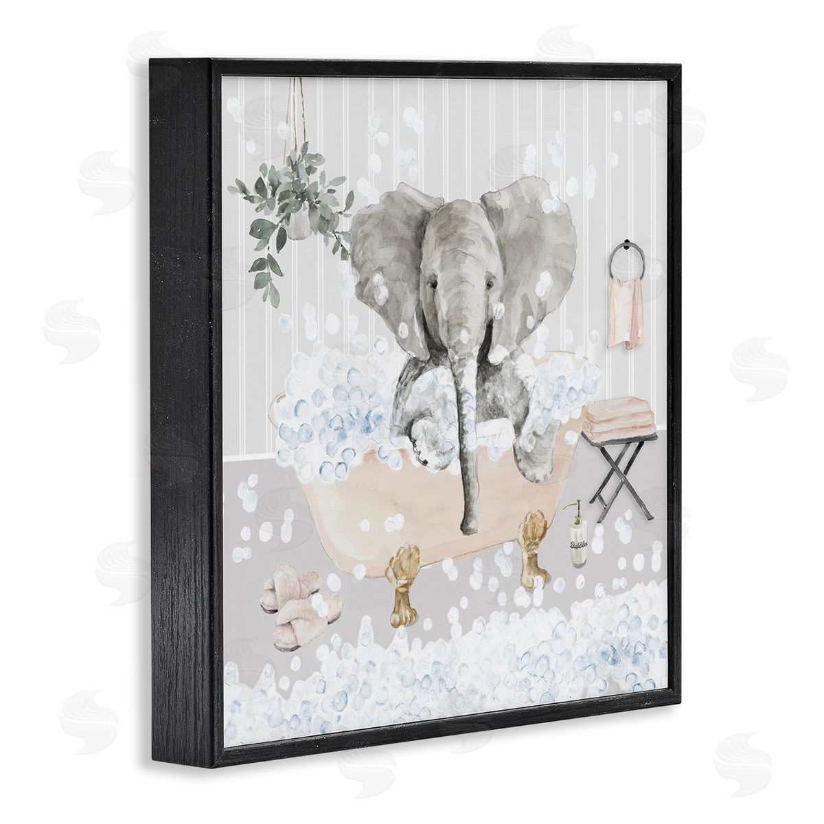 Lanie Loreth Fun Elephant Bubble Bath Tub Black Framed Glicee Wall Art Print