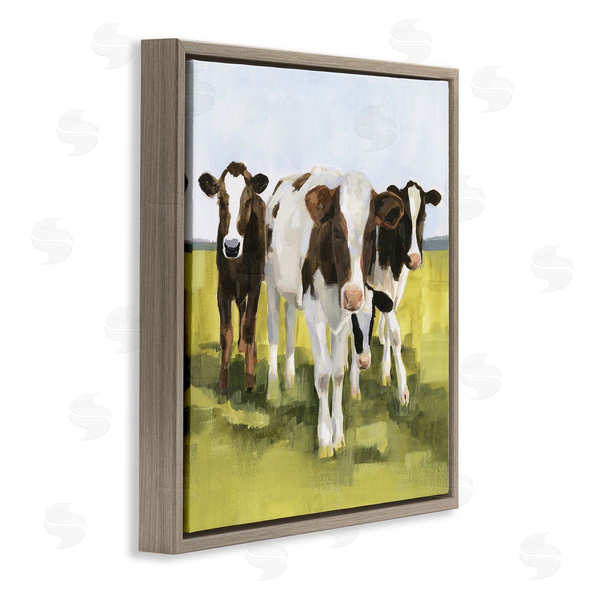 Victoria Borges Country Cows Rural Painting Brown Floating Frame Canvas Wall Art Print