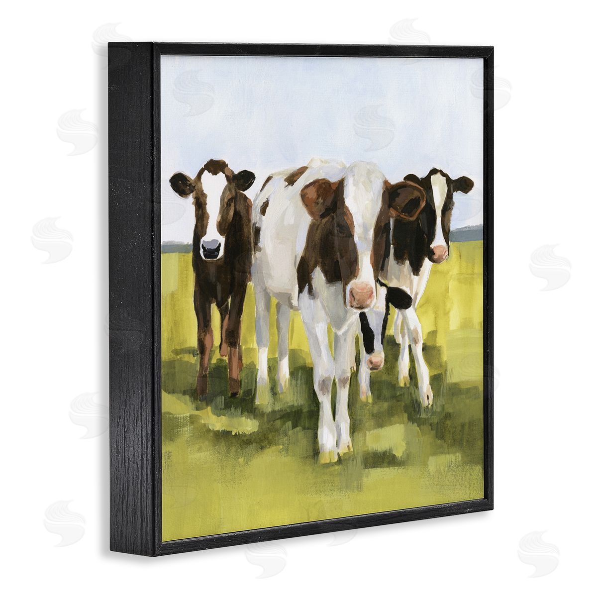 Victoria Borges Country Cows Rural Painting Black Framed Glicee Wall Art Print