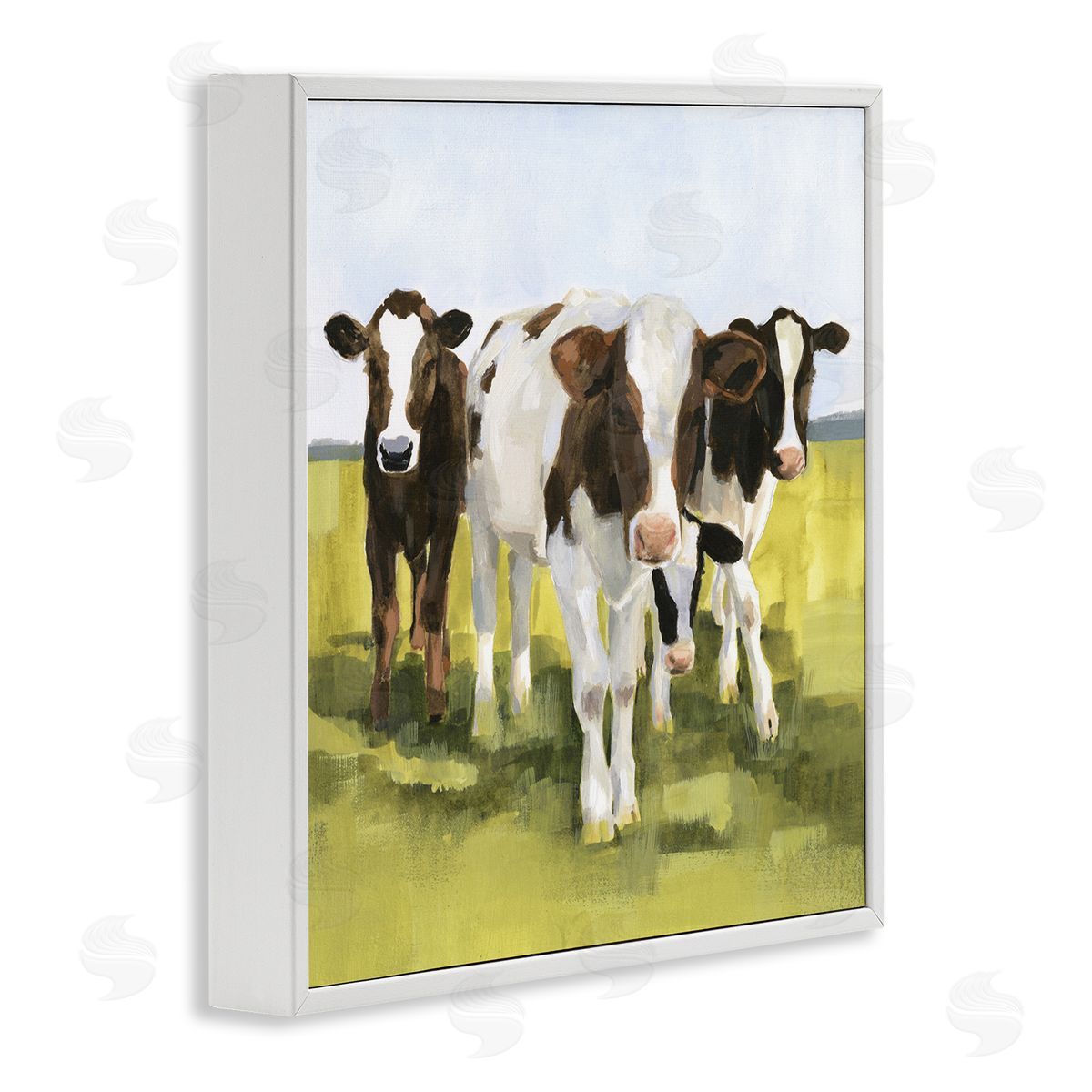 Victoria Borges Country Cows Rural Painting White Framed Glicee Wall Art Print