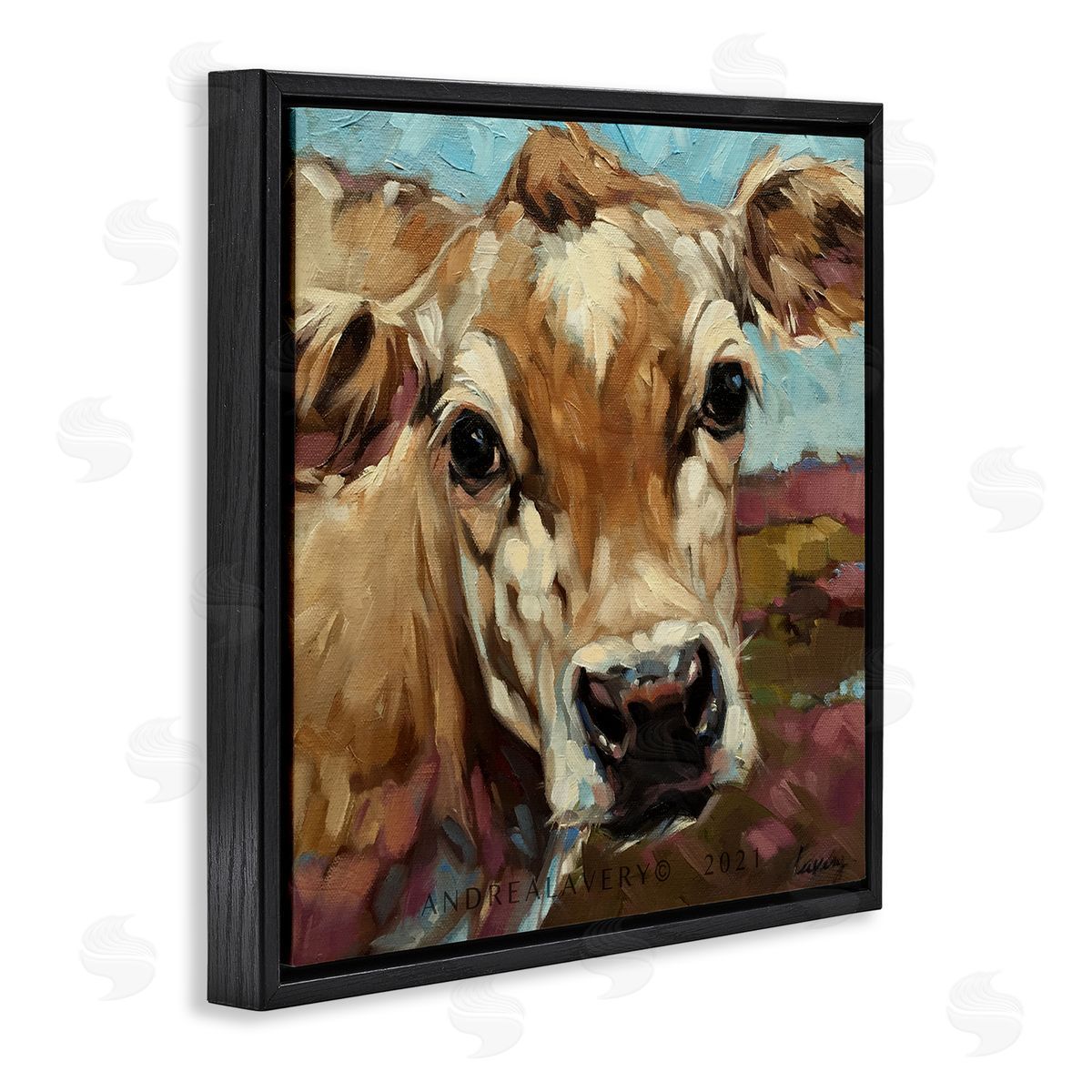 Andrea Lavery Rural Cow Painting Country Farm Black Floating Frame Canvas Wall Art Print