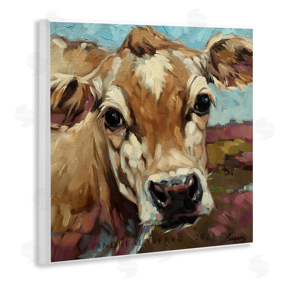 Andrea Lavery Rural Cow Painting Country Farm Wooden Wall Plaque Art Print