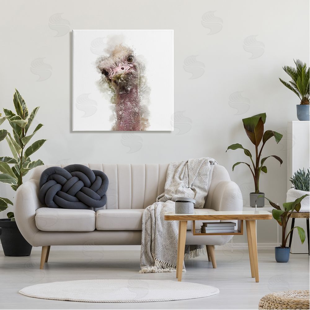Kim Curinga Curious Ostrich Face Portrait Canvas Wall Art in Room
