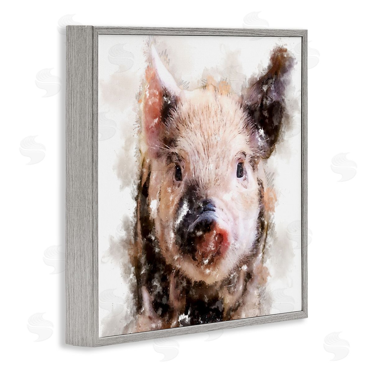 Kim Curinga Baby Pig Face Abstract Portrait Gray Framed Glicee Wall Art Print