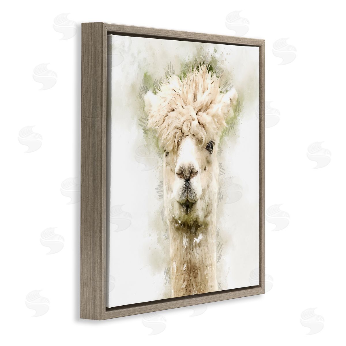 Kim Curinga Alpaca Portrait Abstract Animal Brown Floating Frame Canvas Wall Art Print