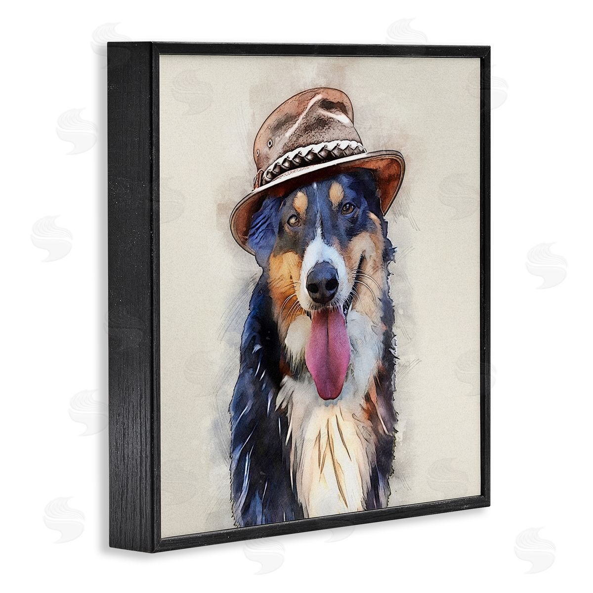 Kim Curinga Collie Dog Brown Hat Pet Black Framed Glicee Wall Art Print