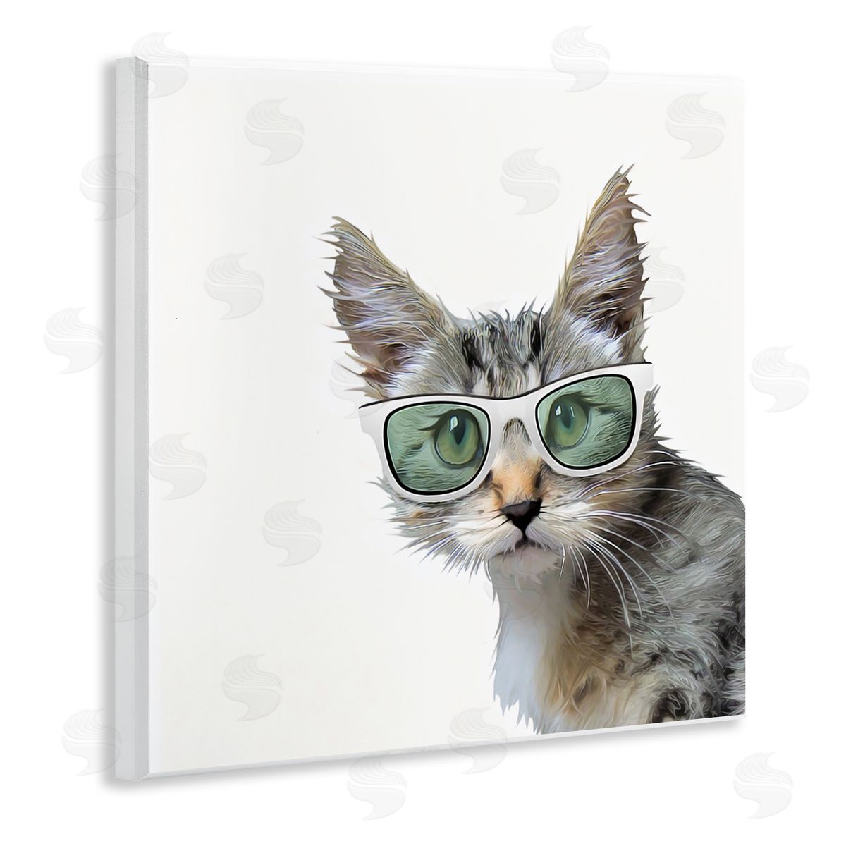 Kim Curinga Fun Cat Sunglasses Portrait Wooden Wall Plaque Art Print