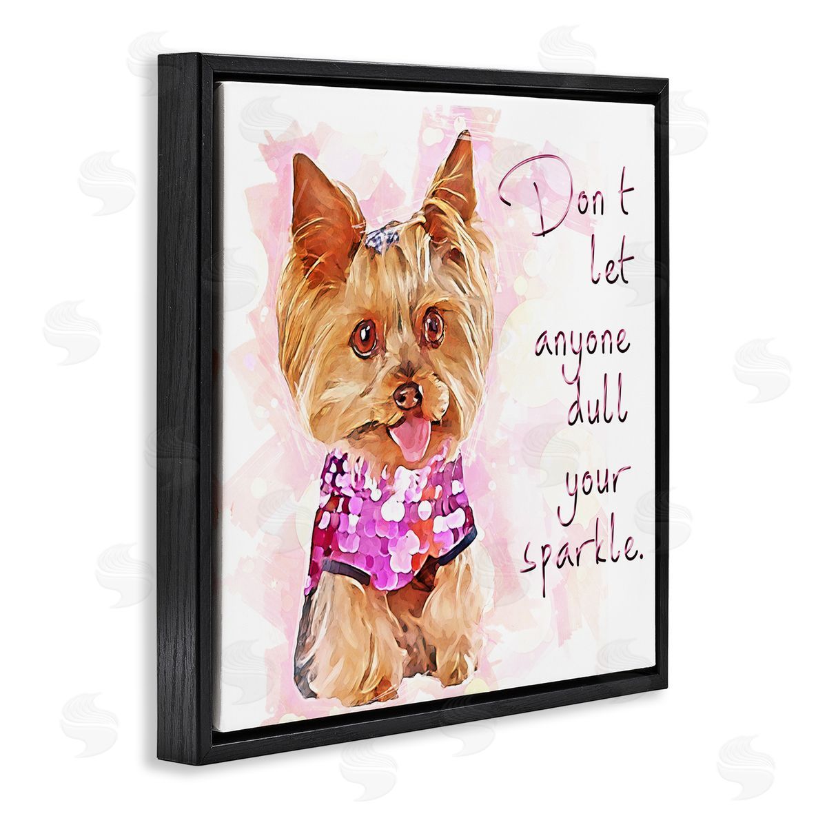 Kim Curinga Don't Let Anyone Dull Your Sparkle Yorkie  Black Floating Frame Canvas Wall Art Print