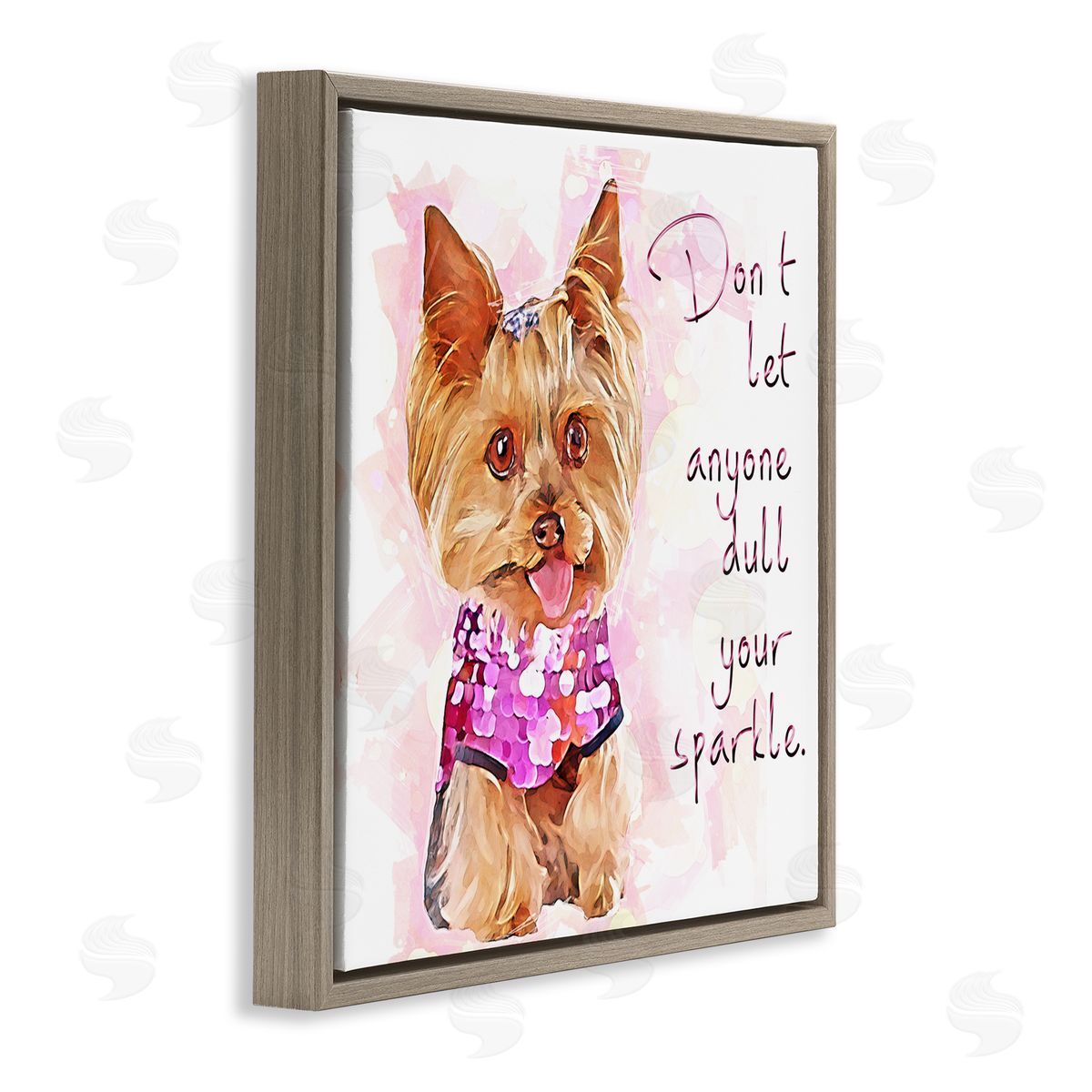 Kim Curinga Don't Let Anyone Dull Your Sparkle Yorkie  Brown Floating Frame Canvas Wall Art Print