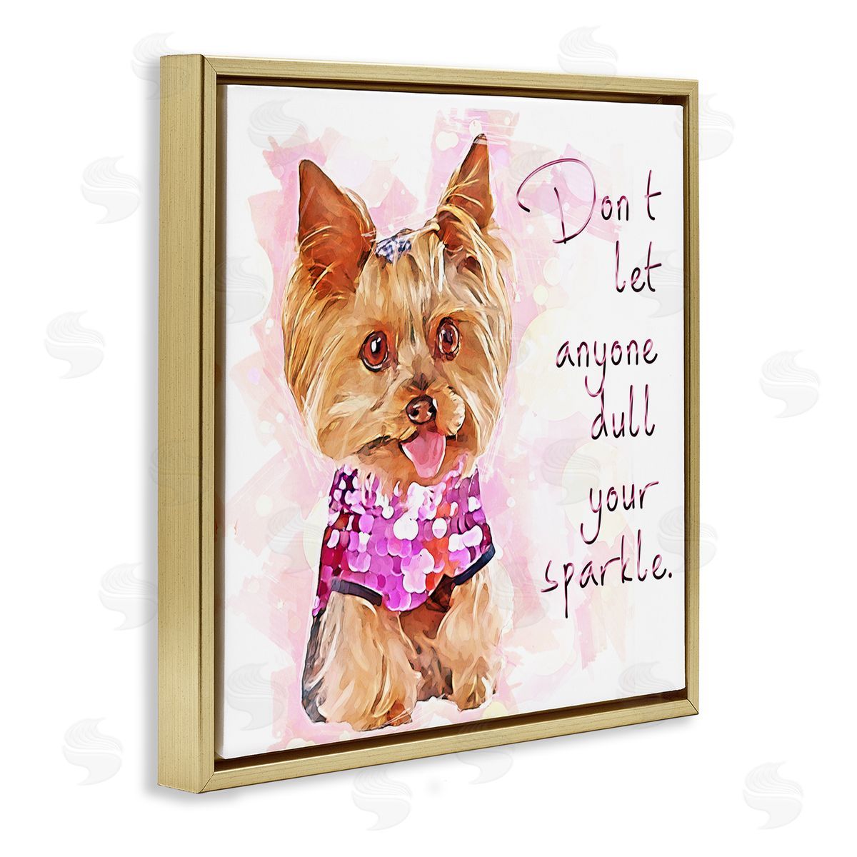 Kim Curinga Don't Let Anyone Dull Your Sparkle Yorkie  Gold Floating Frame Canvas Wall Art Print