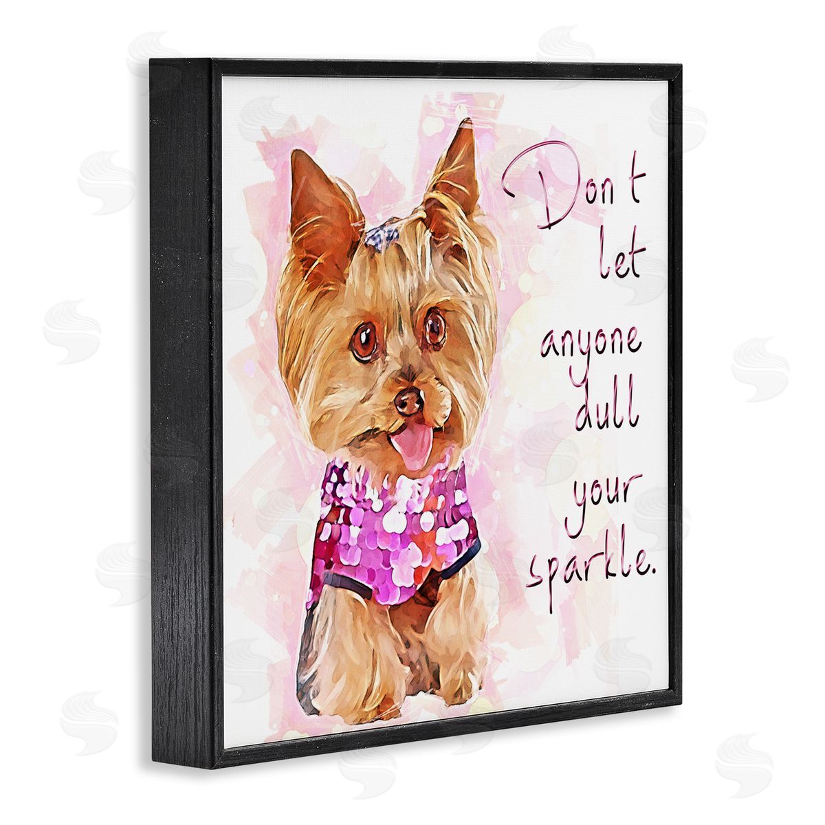 Kim Curinga Don't Let Anyone Dull Your Sparkle Yorkie  Black Framed Glicee Wall Art Print
