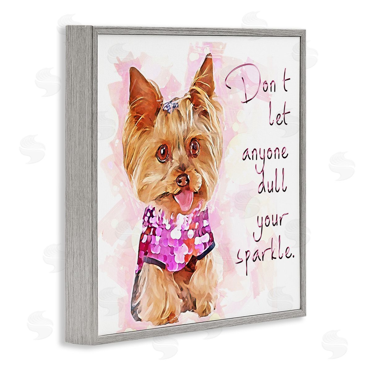 Kim Curinga Don't Let Anyone Dull Your Sparkle Yorkie  Gray Framed Glicee Wall Art Print