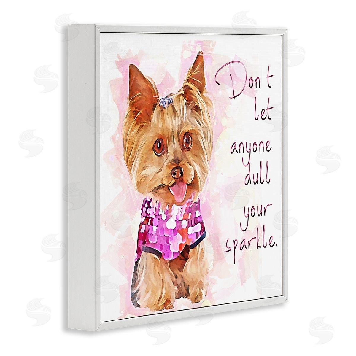 Kim Curinga Don't Let Anyone Dull Your Sparkle Yorkie  White Framed Glicee Wall Art Print