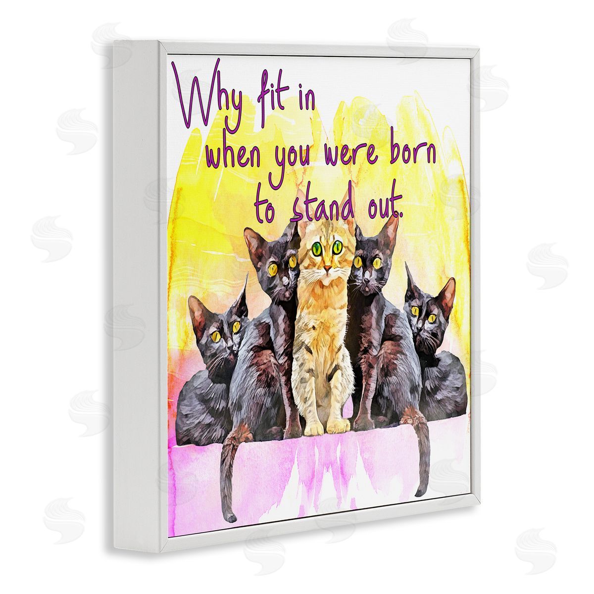 Kim Curinga Born To Stand Out Cats Pet Phrase White Framed Glicee Wall Art Print