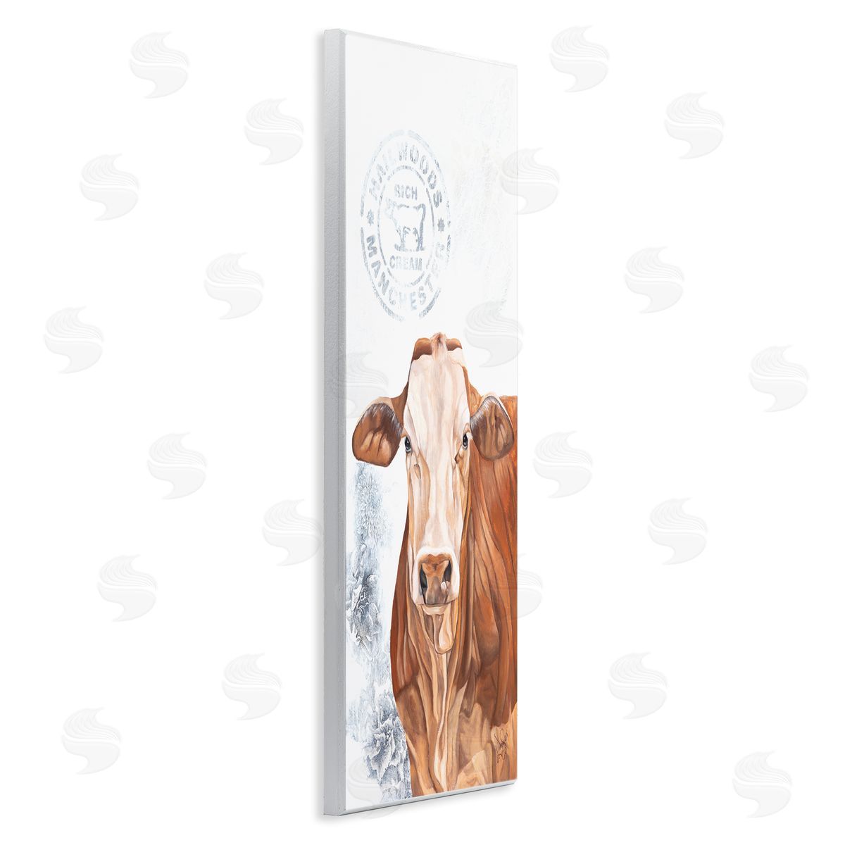 Diane Fifer Vintage Fresh Cream Farm Cow Wooden Wall Plaque Art Print