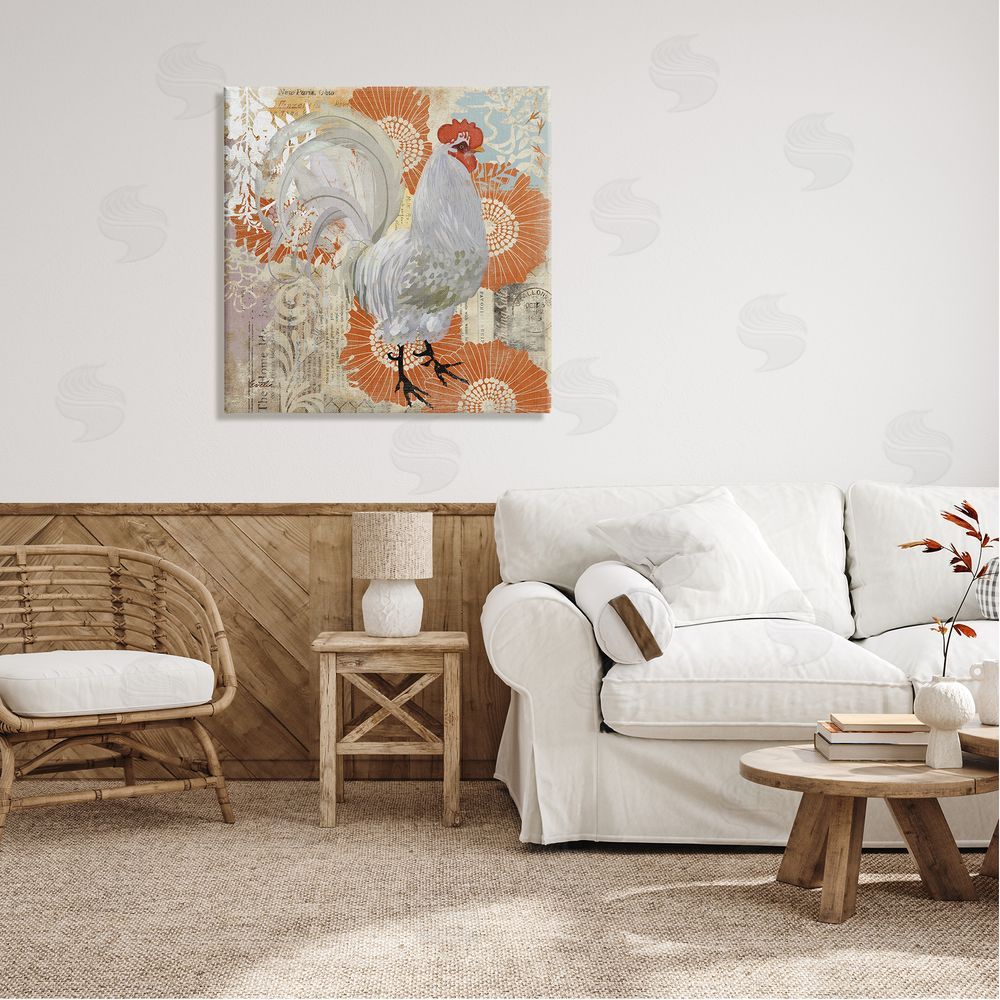 Evelia Designs Floral Chicken Kitchen Collage Canvas Wall Art in Room