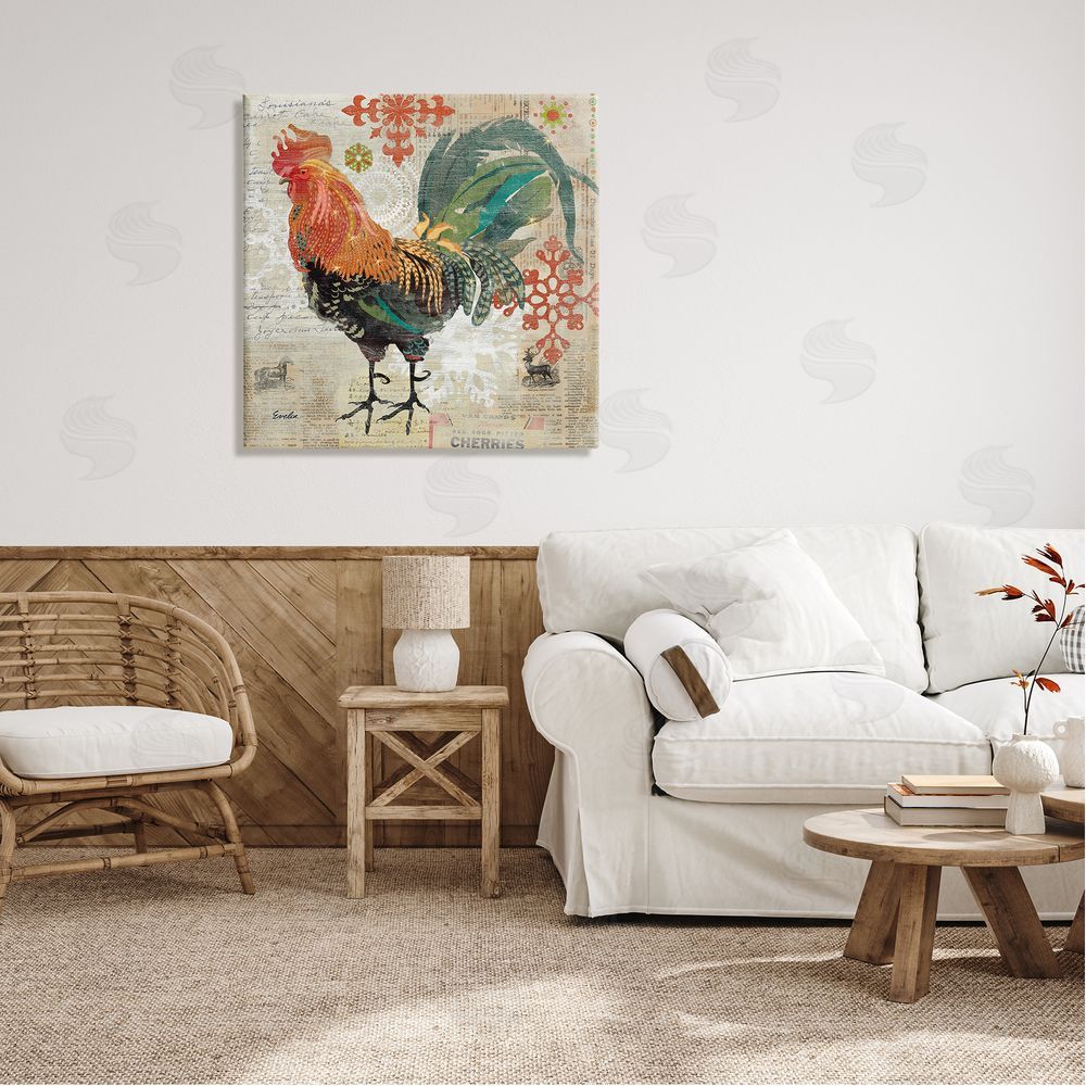 Evelia Designs Kitchen Rooster Farmhouse Collage Canvas Wall Art in Room