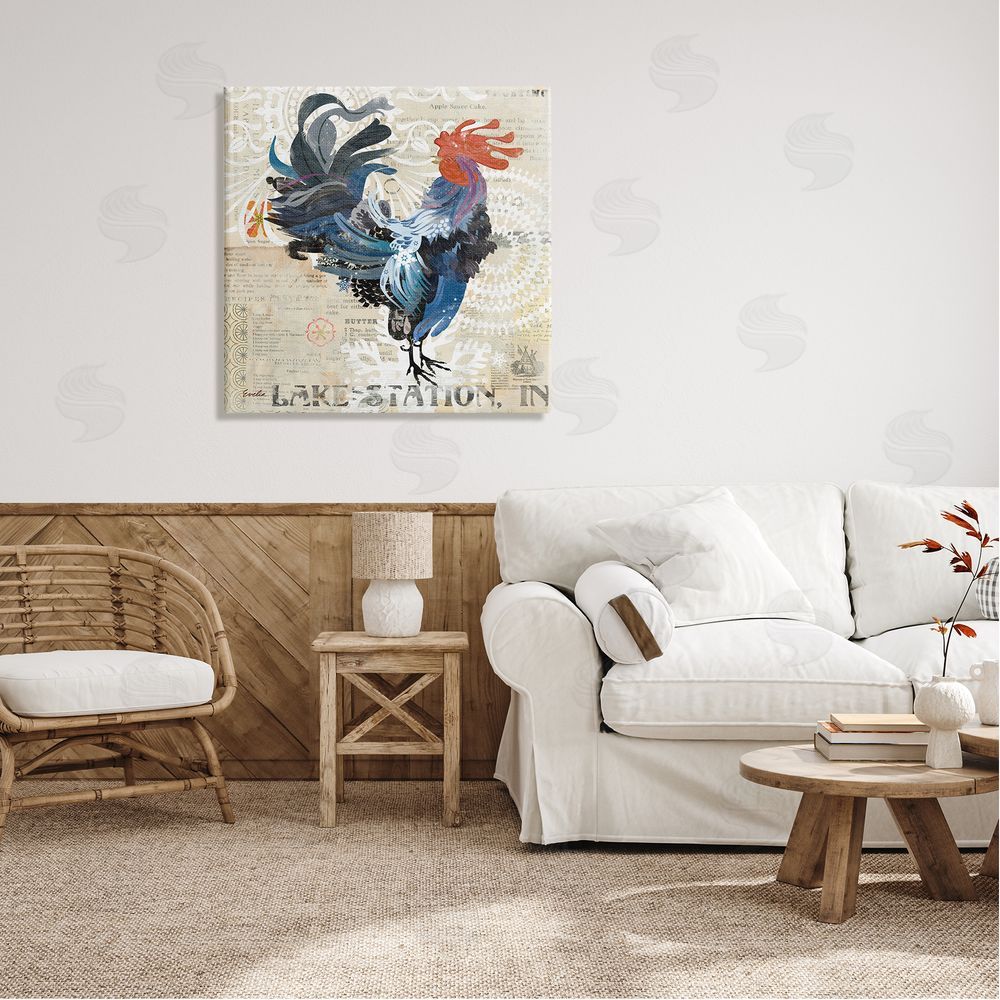 Evelia Designs Retro Rooster Farmhouse Kitchen Canvas Wall Art in Room