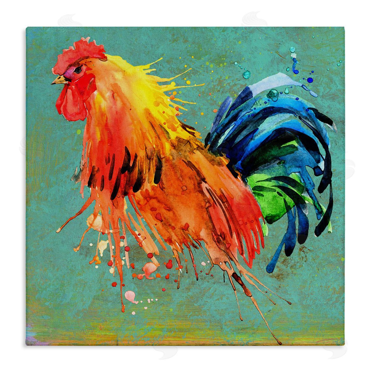 Urban Abstract Rooster Splash Canvas Wall Art, Home Decor by Karen Smith