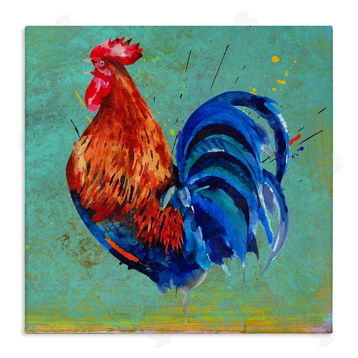 Karen Smith Bold Farmhouse Country Rooster Stretched Canvas Wall Art Print