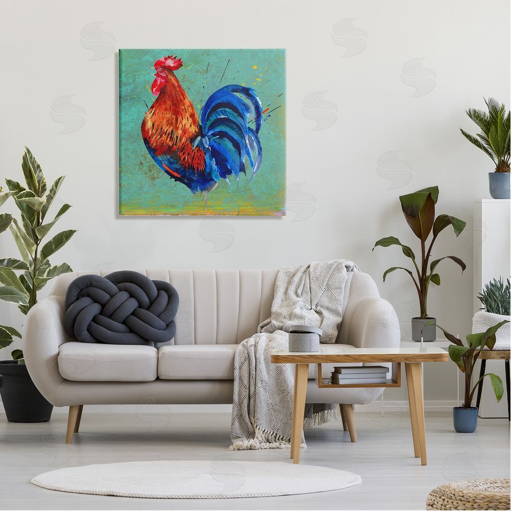 Karen Smith Bold Farmhouse Country Rooster Canvas Wall Art in Room