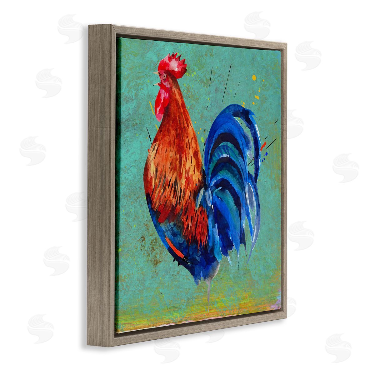 Karen Smith Bold Farmhouse Country Rooster Brown Floating Frame Canvas Wall Art Print