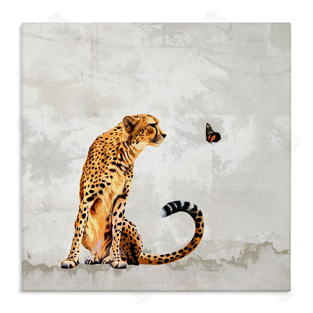 Karen Smith Cheetah & Butterfly Abstract Nature Stretched Canvas Wall Art Print