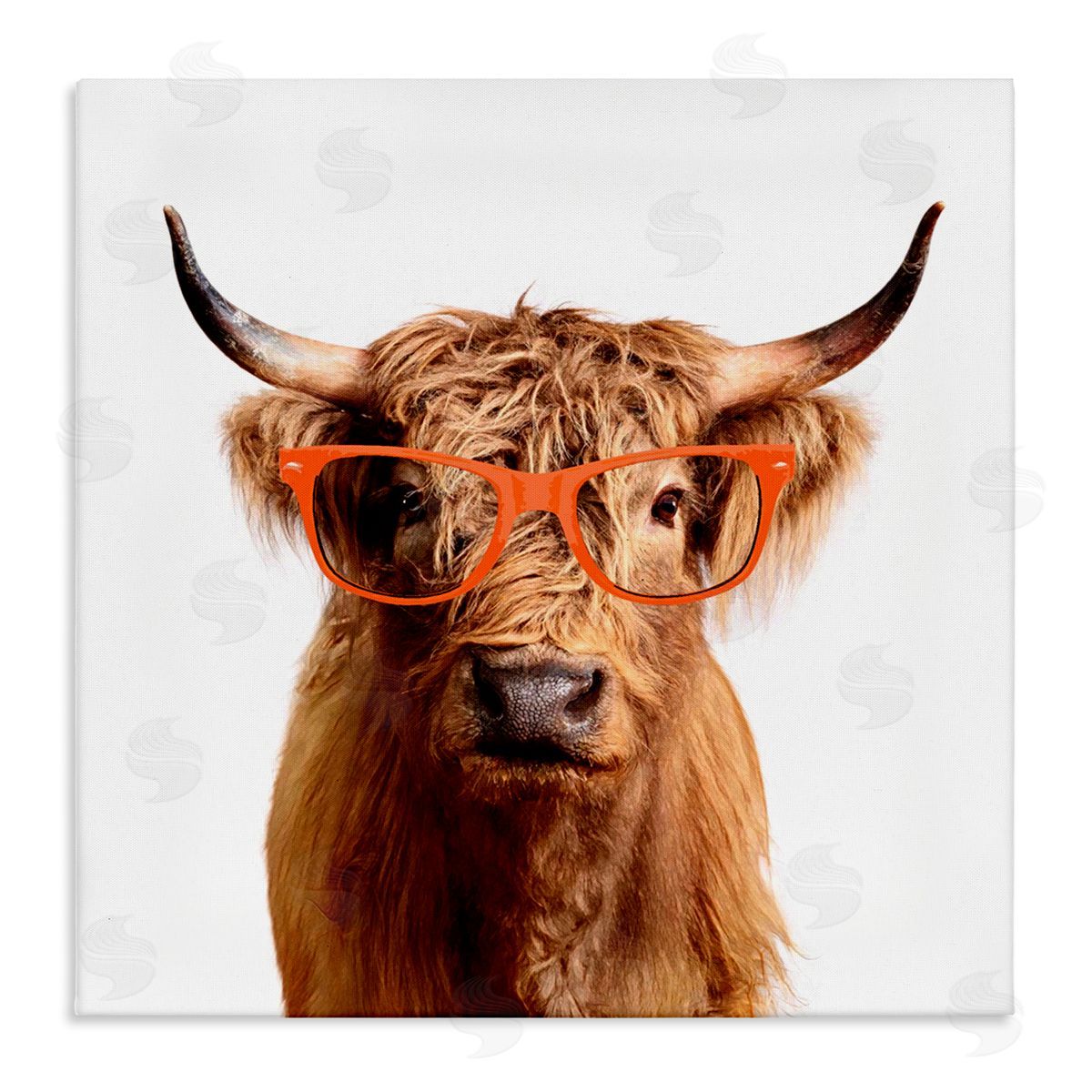 Karen Smith Highland Cow Farmhouse Fun Glasses Stretched Canvas Wall Art Print