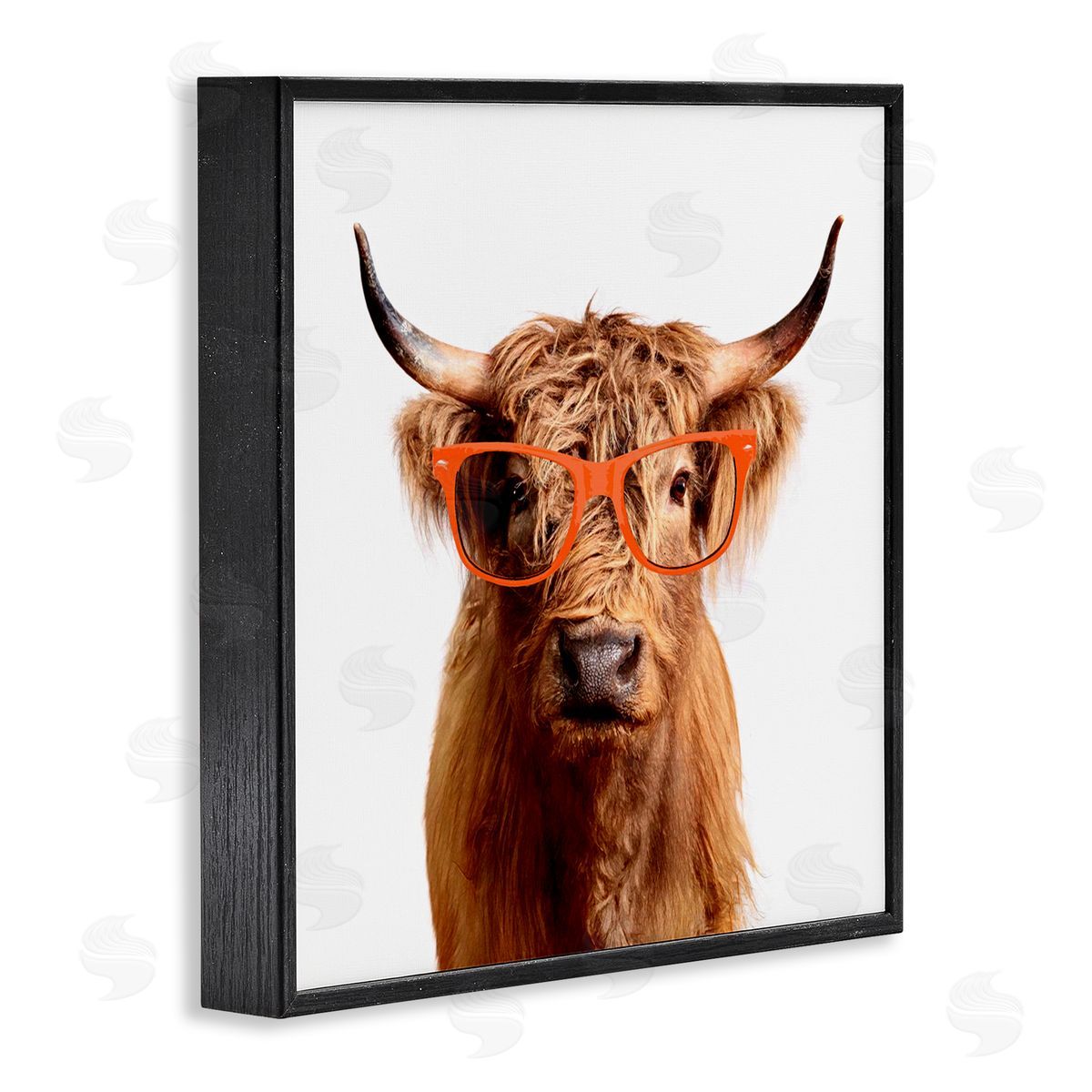 Karen Smith Highland Cow Farmhouse Fun Glasses Black Framed Glicee Wall Art Print