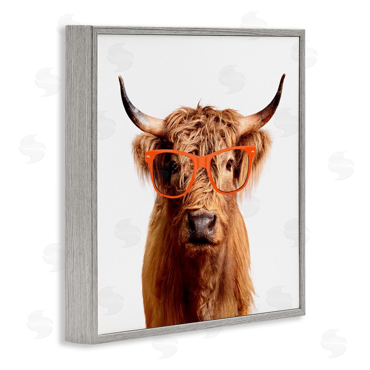 Karen Smith Highland Cow Farmhouse Fun Glasses Gray Framed Glicee Wall Art Print