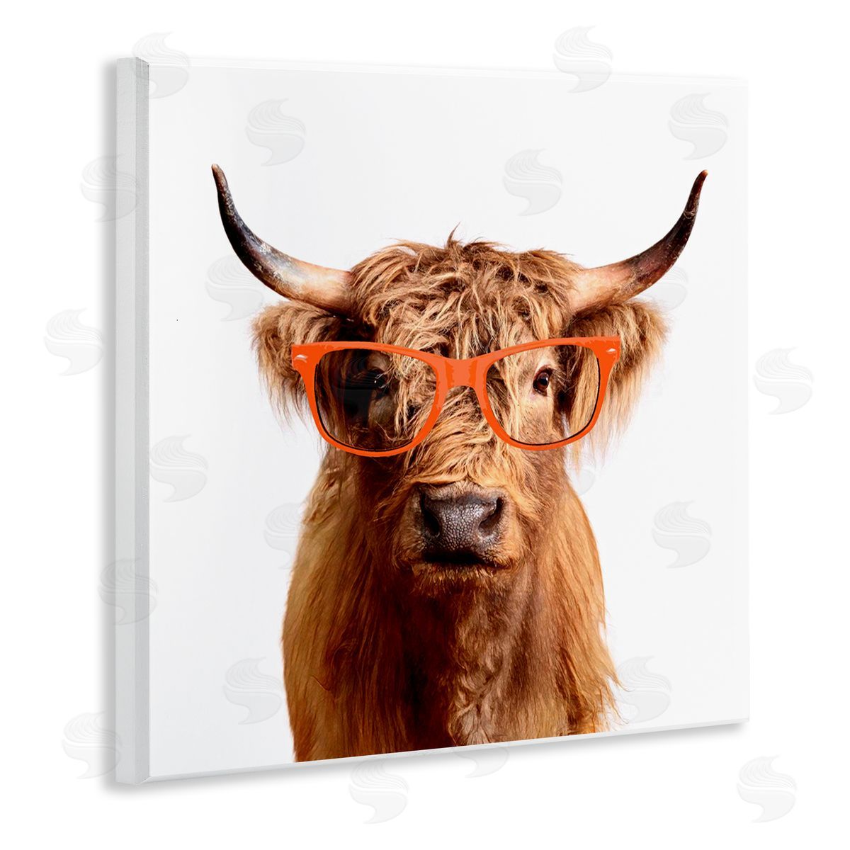 Karen Smith Highland Cow Farmhouse Fun Glasses Wooden Wall Plaque Art Print