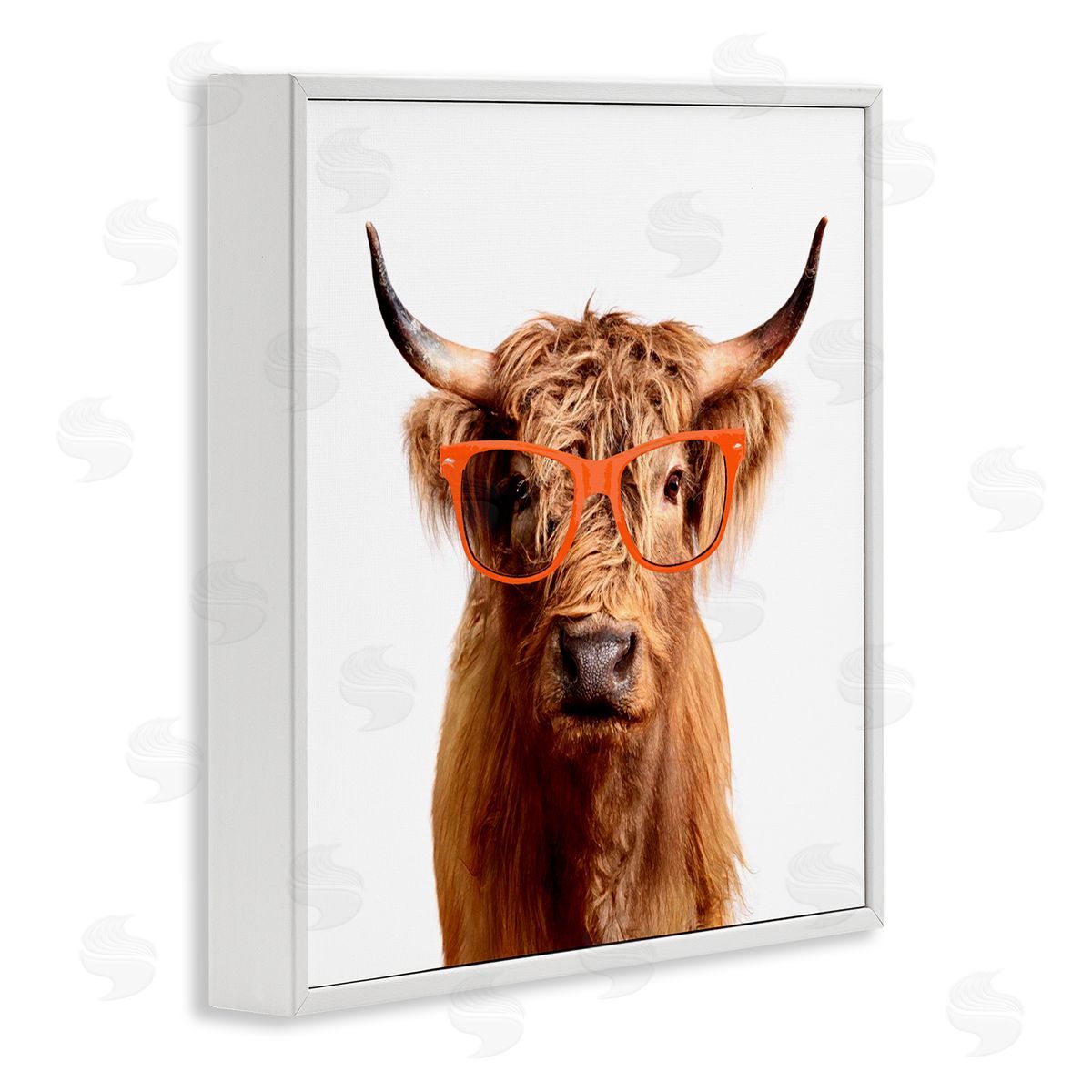 Karen Smith Highland Cow Farmhouse Fun Glasses White Framed Glicee Wall Art Print